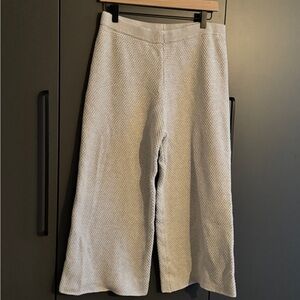 Cozy Free People Knit Cream Wide-Leg Lounge Pants